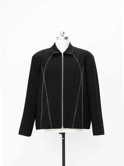 Oversize Shoulder-pad Embroidery Jacket WN11856