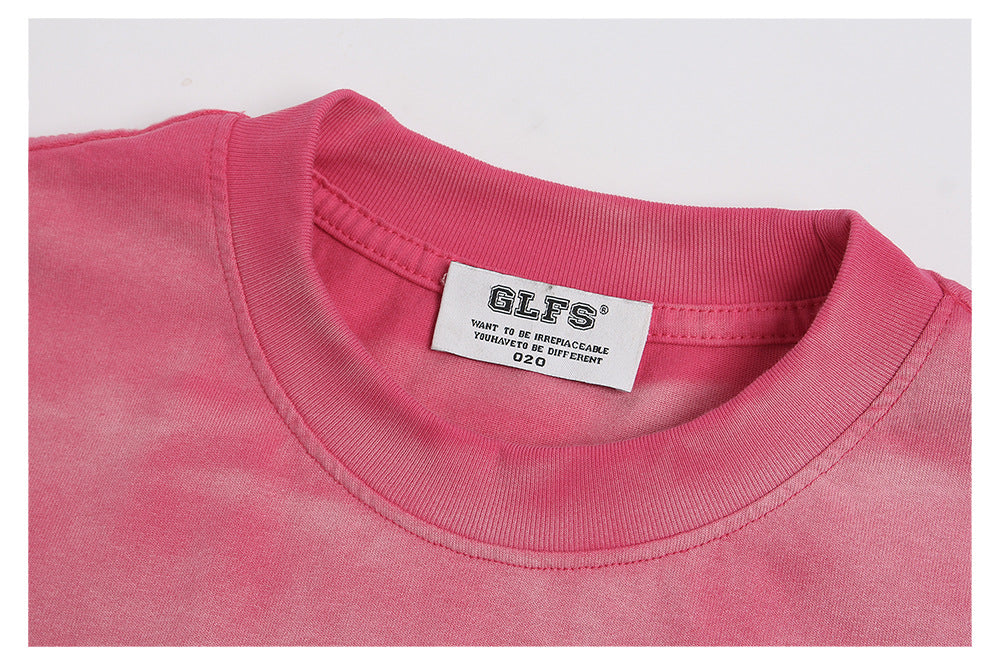Washed Letter Print Short Sleeve T-Shirt WN26441