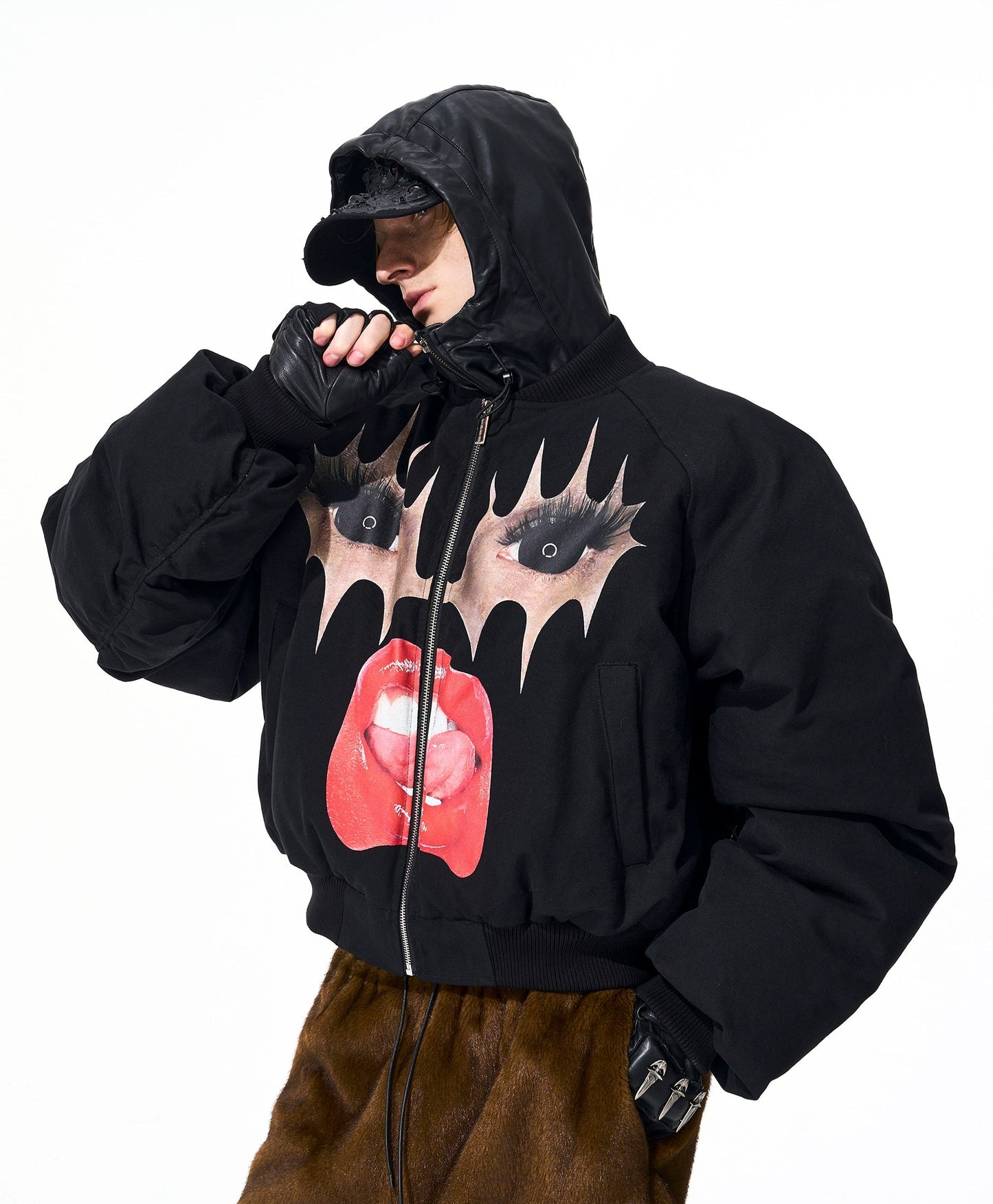 Lip Print Thick Puffer Jacket WN21844