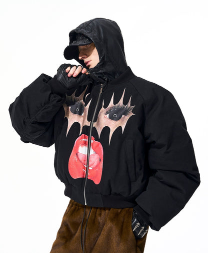 Lip Print Thick Puffer Jacket WN21844