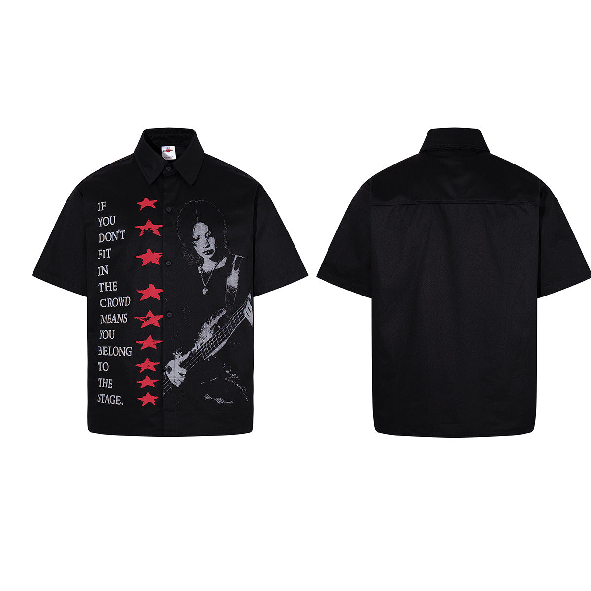Star Letter Photo Print Short Sleeve Shirt WN25631