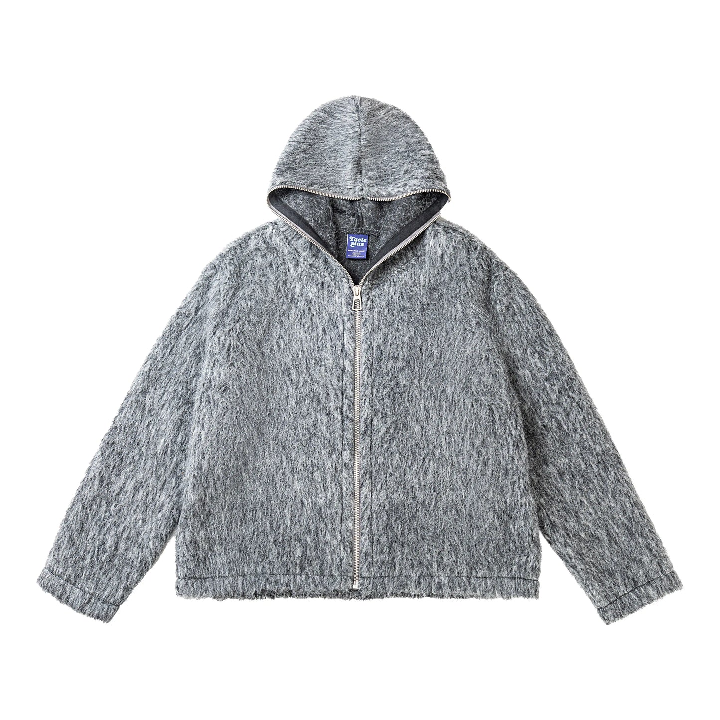 Mohair like Full Zip Knit Hoodie WN8204