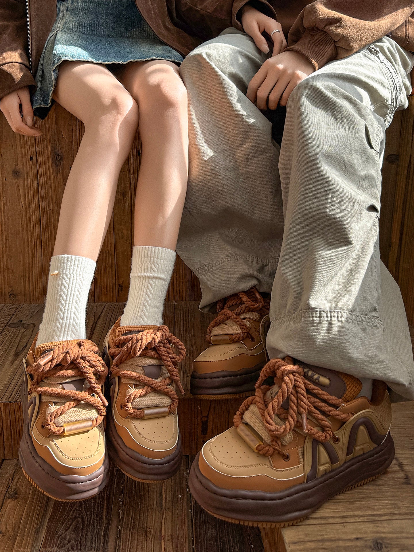 Chunky Multi-Layer Platform Rope Lace Sneakers WN24524