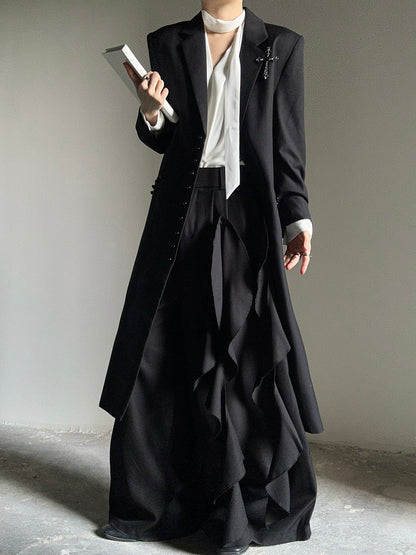 Layered Panel Drape Wide Leg Trousers WN23131