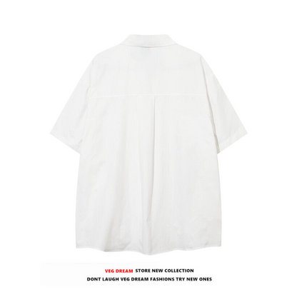 Oversize Cain Attached Zipper Short-sleeve Shirt WN5551