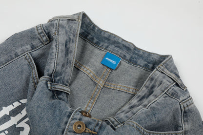 Button Fly Curved Wide Leg Denim Jeans WN25733