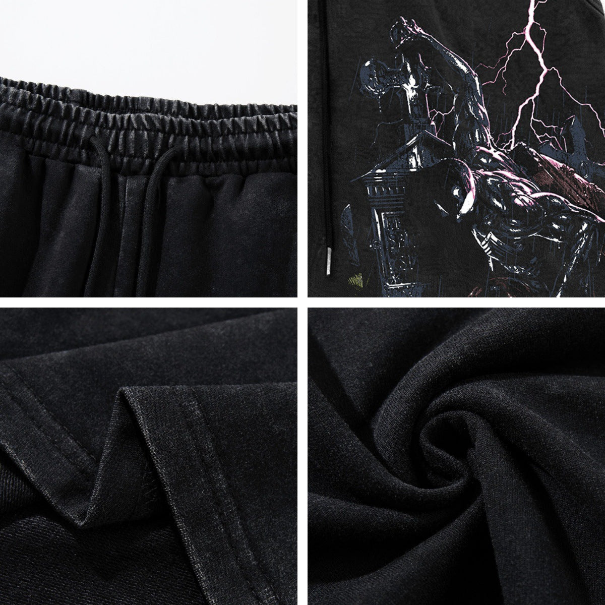 Washed Spider Graphic Half Pants WN26789