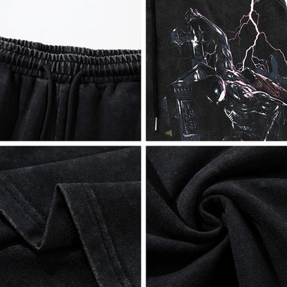 Washed Spider Graphic Half Pants WN26789