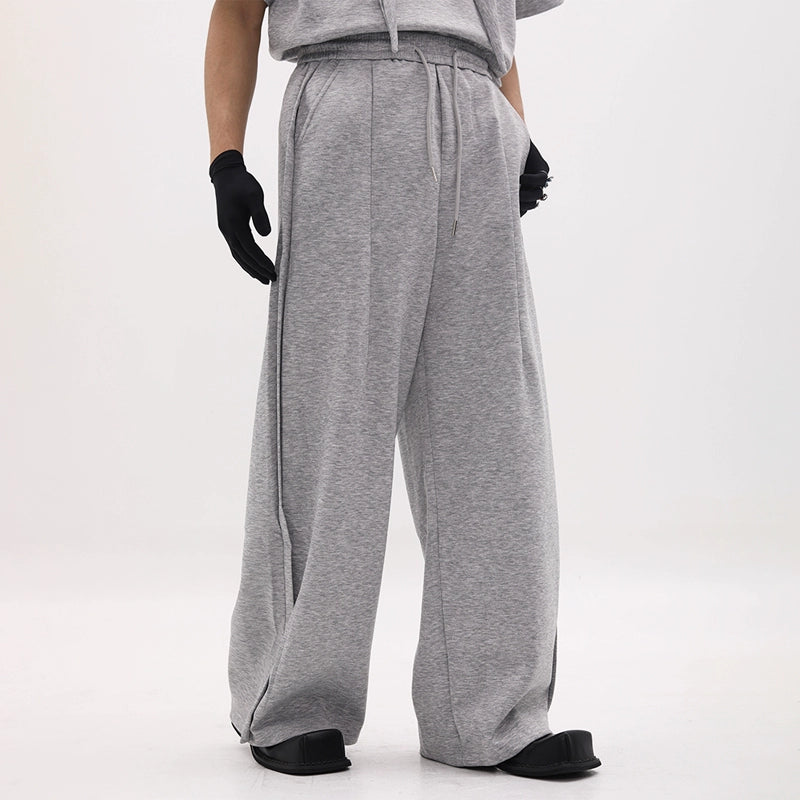 Scarf Collar Design Oversize Short Sleeve T-Shirt & Wide Leg Sweatpants Setup WN18658
