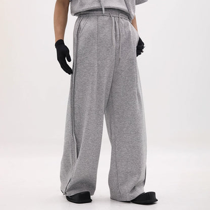 Scarf Collar Design Oversize Short Sleeve T-Shirt & Wide Leg Sweatpants Setup WN18658