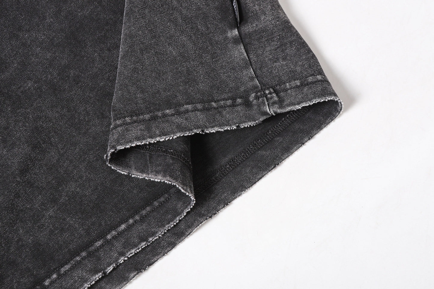 Washed Panel Design Zipper Detail Short Sleeve T-Shirt WN25377
