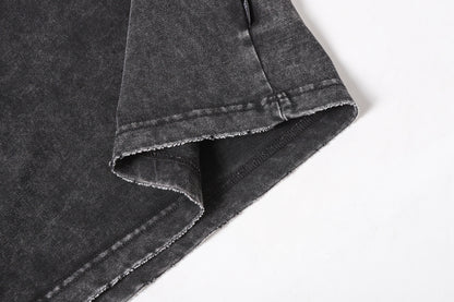 Washed Panel Design Zipper Detail Short Sleeve T-Shirt WN25377
