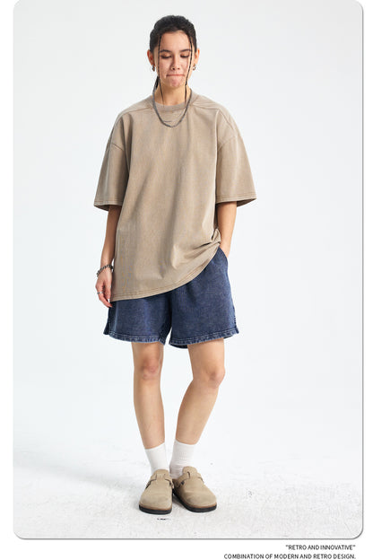 Washed Plain Oversize Short Sleeve T-Shirt WN16261
