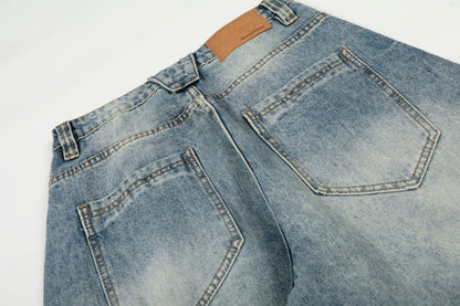 Washed Whisker Curved Denim Jeans WN25970