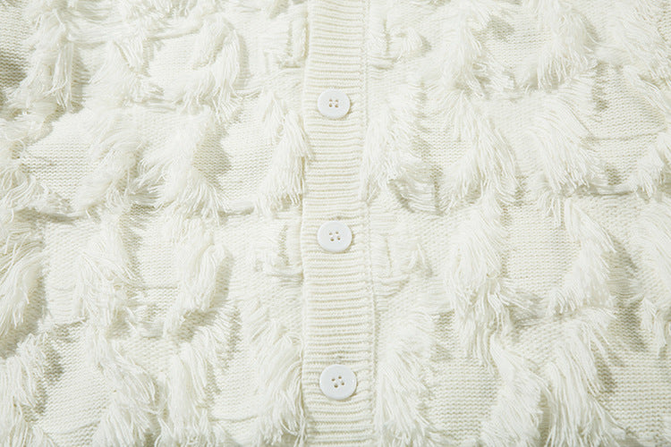 Fringe Detail Oversize Knit Cardigan WN11420