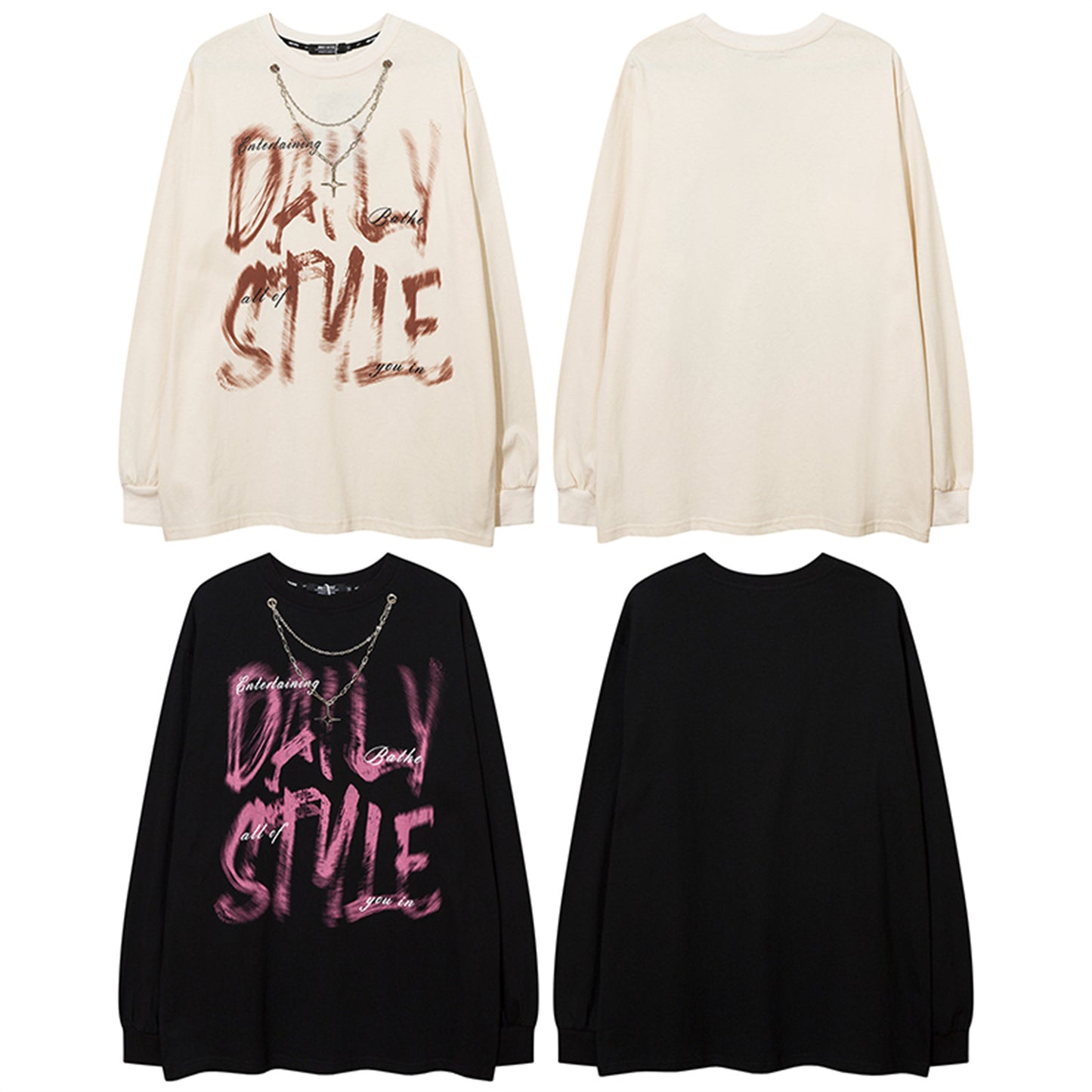 Necklace Letter Graffiti Fleece Sweatshirt WN11210