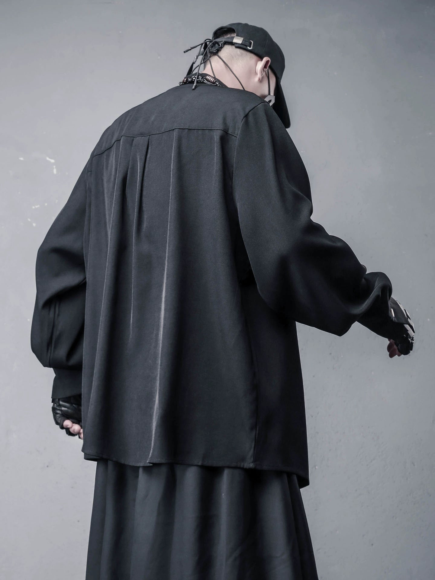 Draped High-Neck Long Sleeve  T-shirt WN22456