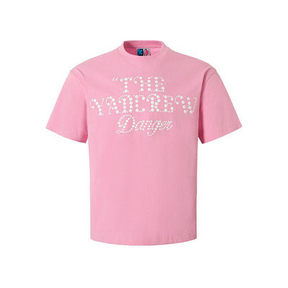 Rhinestone Letter Print Short Sleeve T-Shirt WN23245