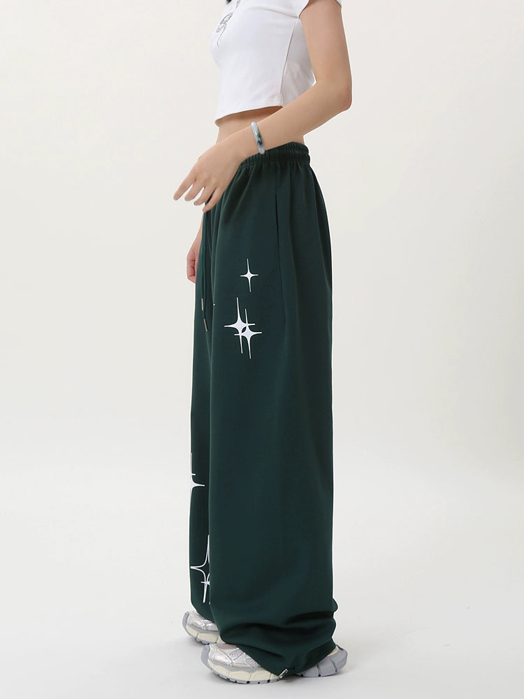 Graphic Print Wide Leg Sweatpants WN17194