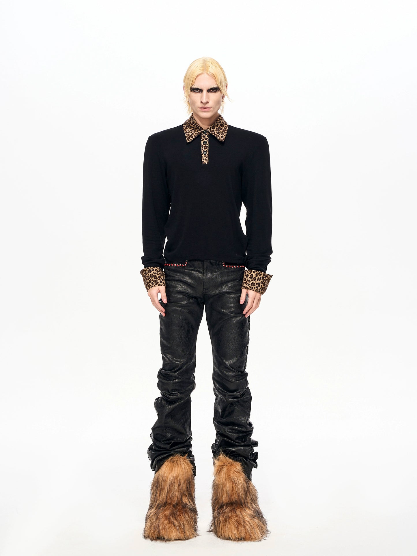 Leopard Polo Collar Long Sleeve T-Shirt WN22142