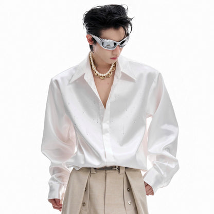 Satin Glitter Long Sleeve Shirt WN20677