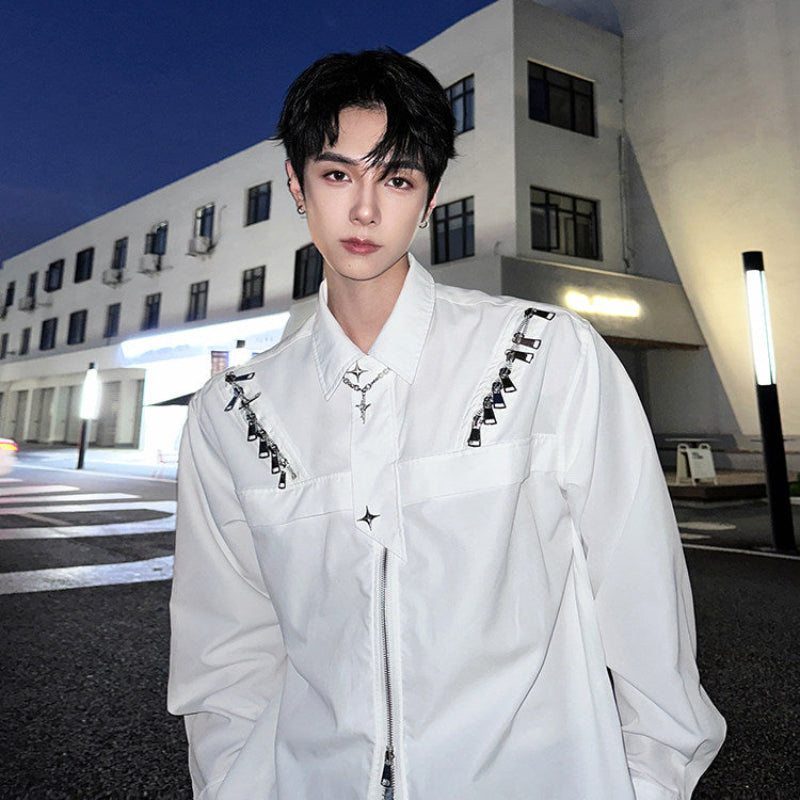 Chain Zipper Long Sleeve Shirt WN25051