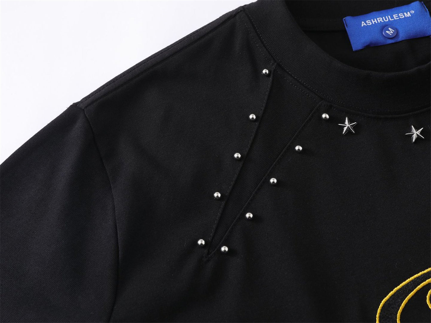 Studs Star Letter Short Sleeve T-Shirt WN26771