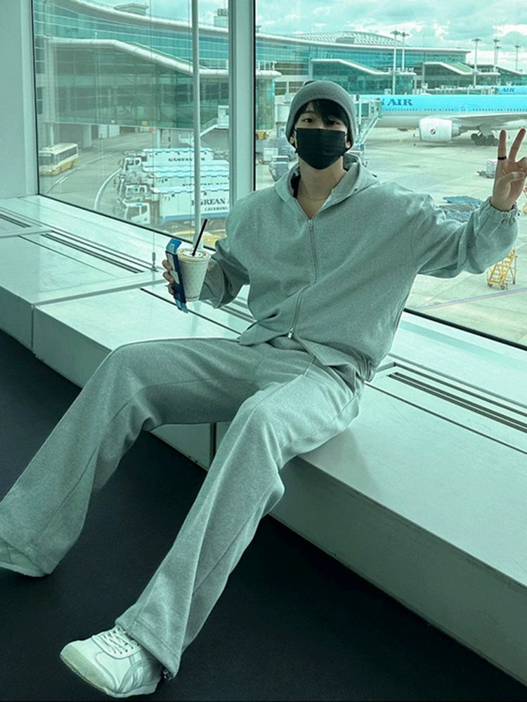 Double Zipper Hoodie & Straight Pants Setup WN20235