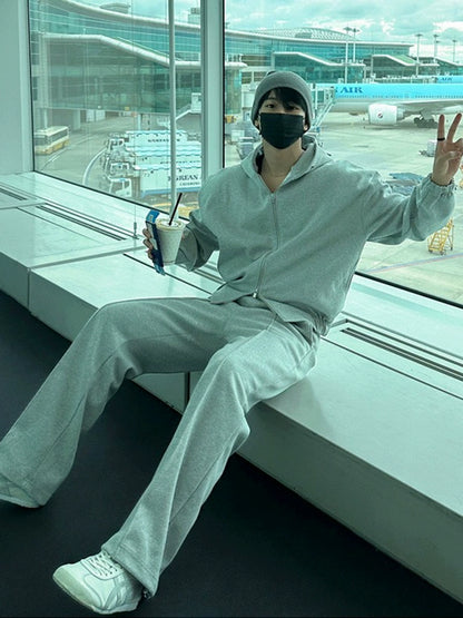 Double Zipper Hoodie & Straight Pants Setup WN20235