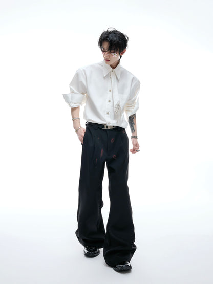 Plain Color Long Sleeve Shirt & Tie WN20536