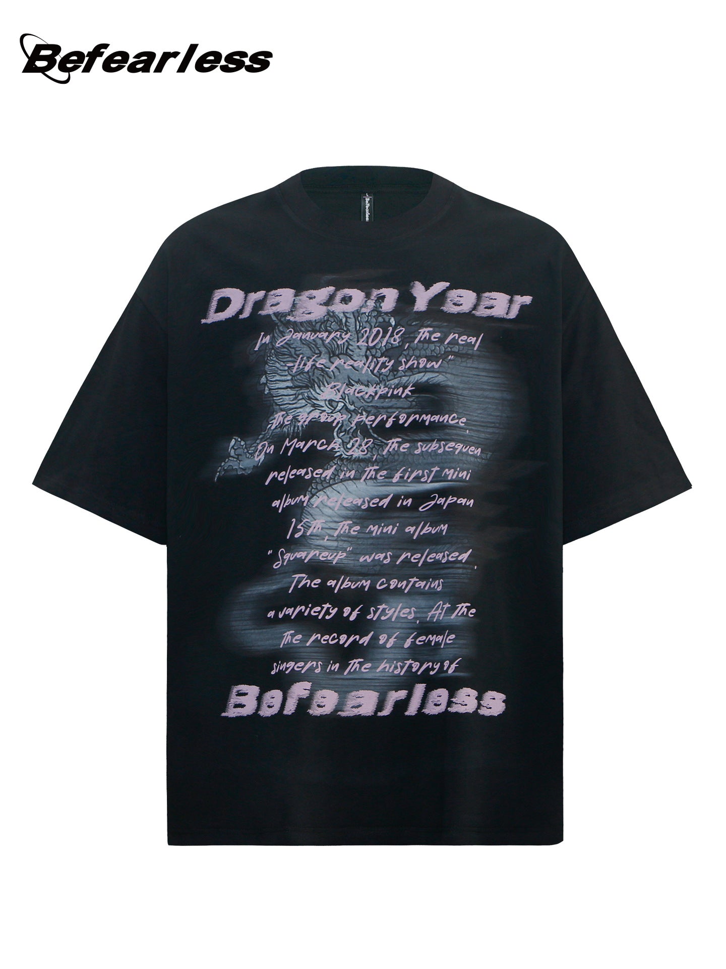 Dragon Year Graphic Letter Print Oversize Short Sleeve T-Shirt WN26391