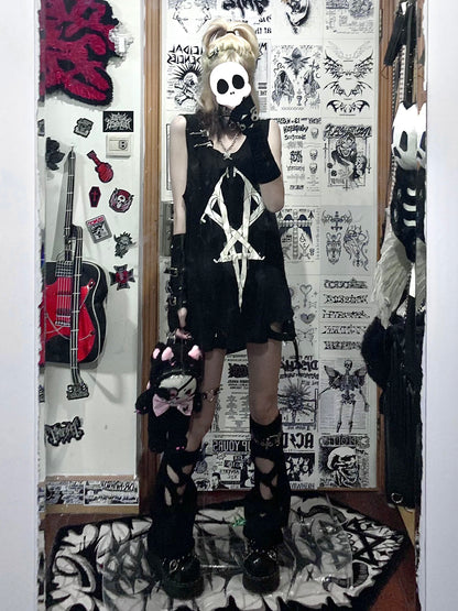 Dark Rock Design Oversize Sleeveless T-Shirt WN15611