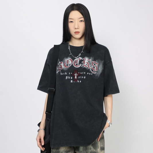 Damage Cross Graphic Design Short Sleeve T-Shirt WN24451