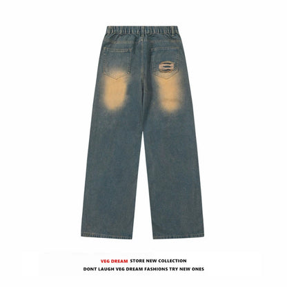 Wide-leg Damage Denim Jeans WN5571