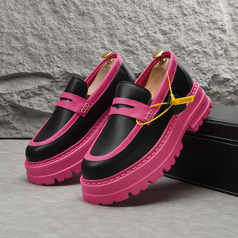 Leather Platform Height Increase Loafers WN24788