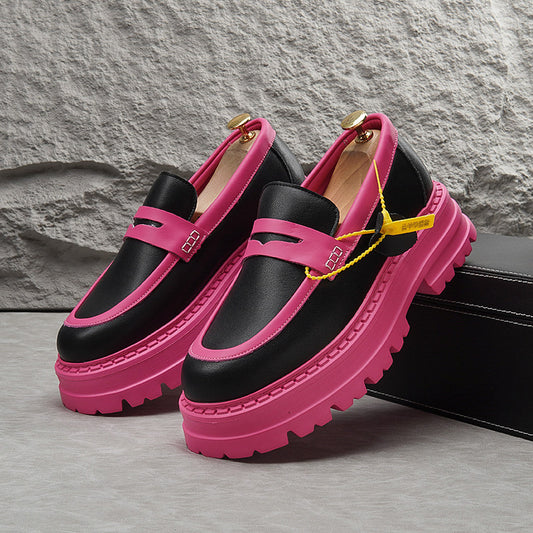 Leather Platform Height Increase Loafers WN24788