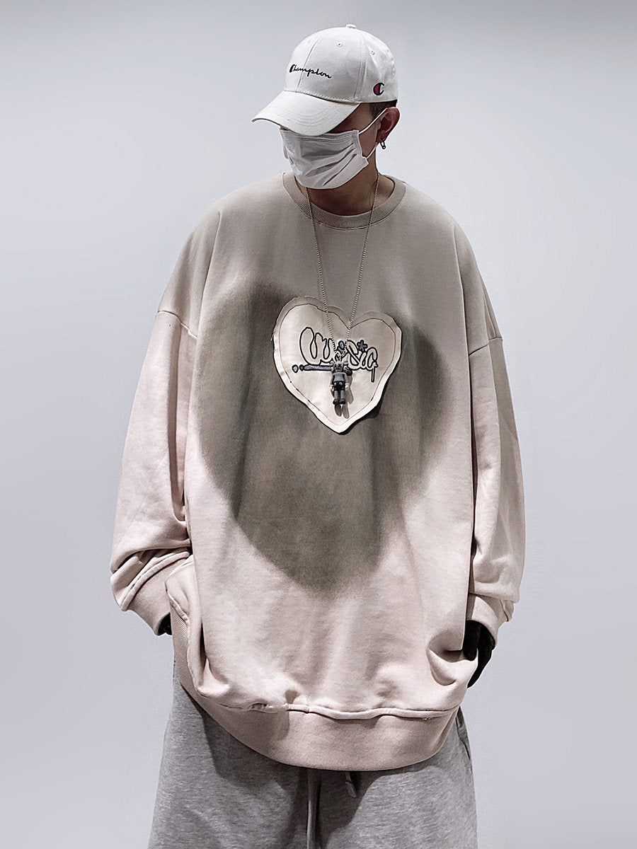 Heart Print Oversize Sweatshirt WN24005