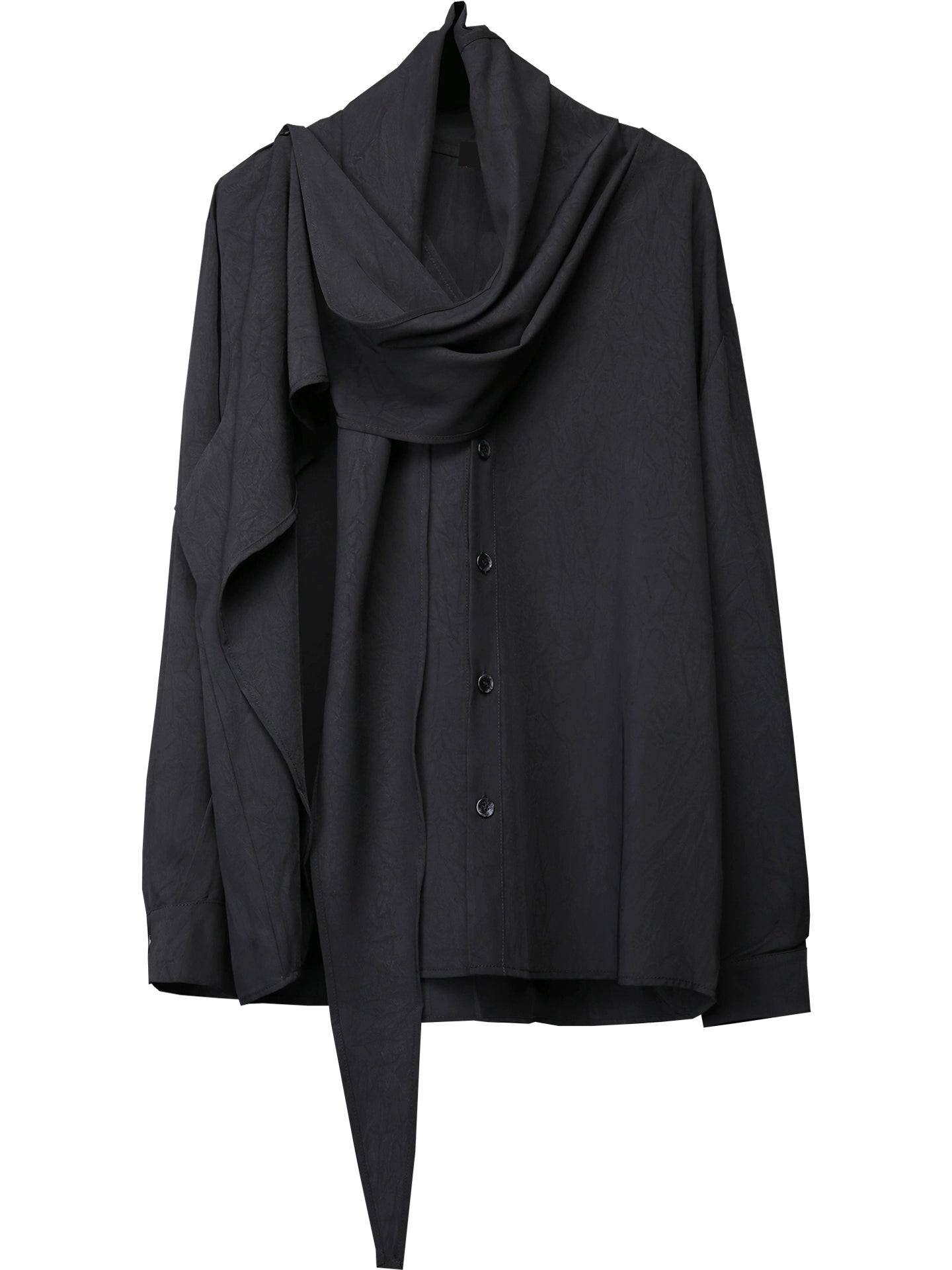 Avant-Garde Scarf Design Texture Long Sleeve Shirt WN22443