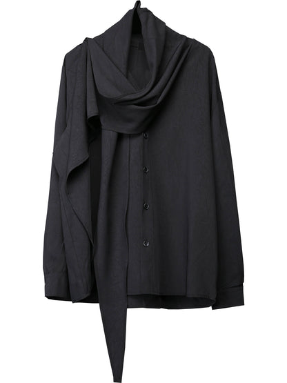 Avant-Garde Scarf Design Texture Long Sleeve Shirt WN22443