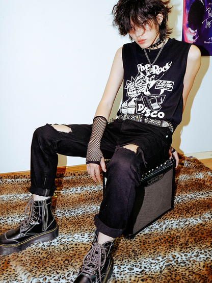 Graphic Print Sleeveless T-Shirt WN16066