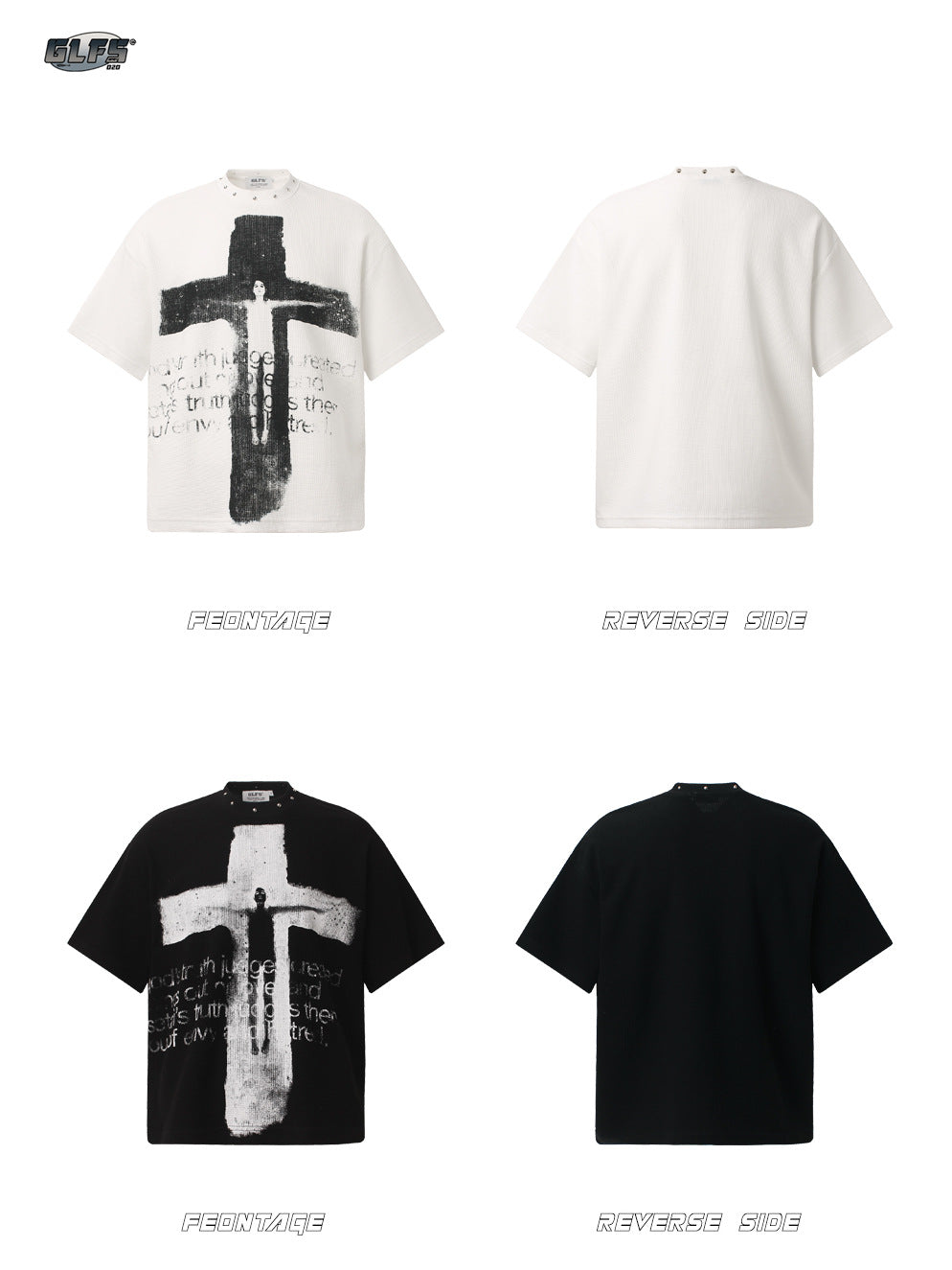 Studs Design Cross Art Print Short Sleeve T-Shirt WN26574