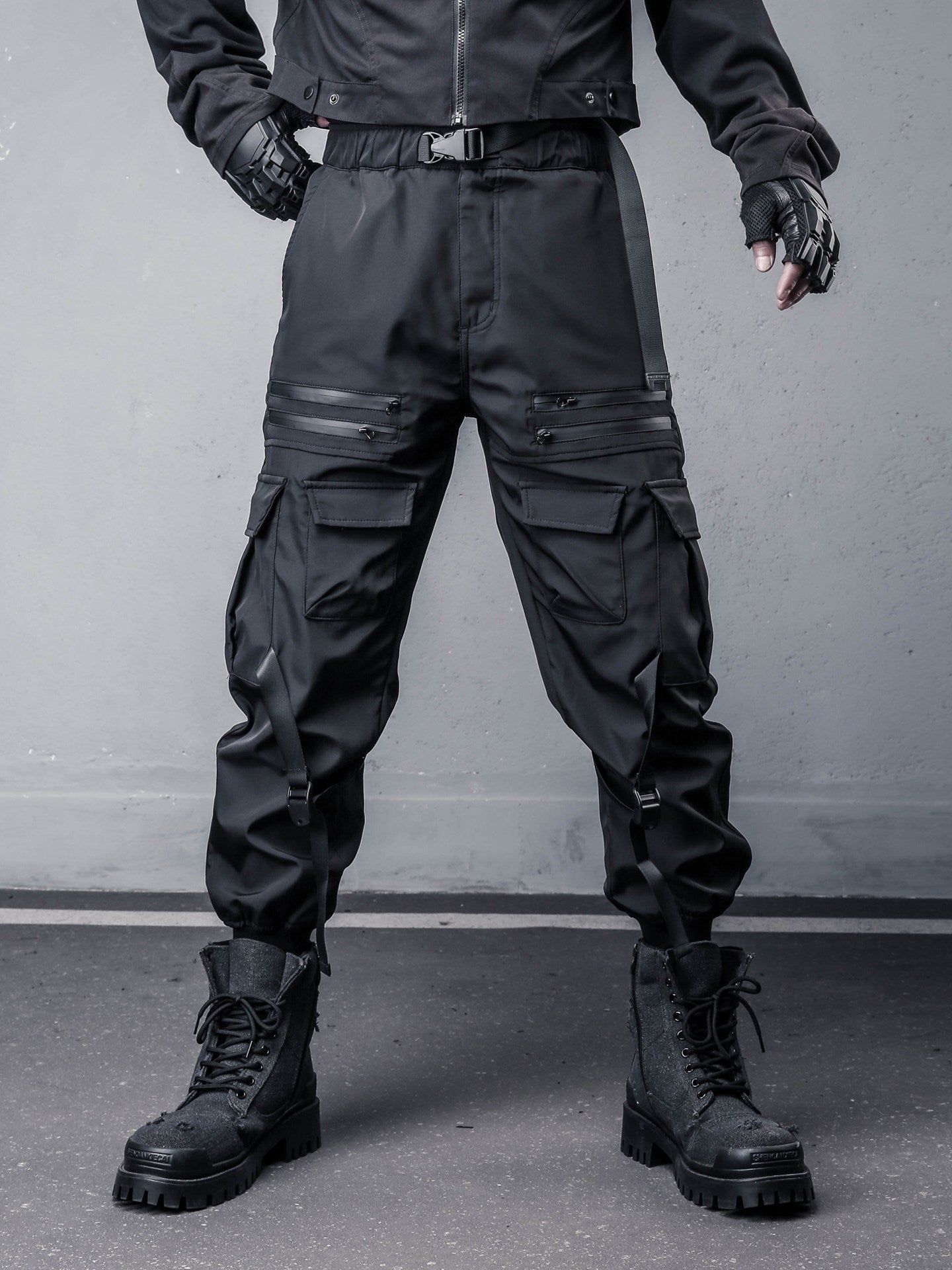 Tactical Ribbon Strap Cuffed Cargo Pants WN22568