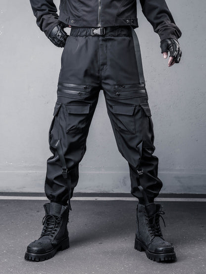 Tactical Ribbon Strap Cuffed Cargo Pants WN22568
