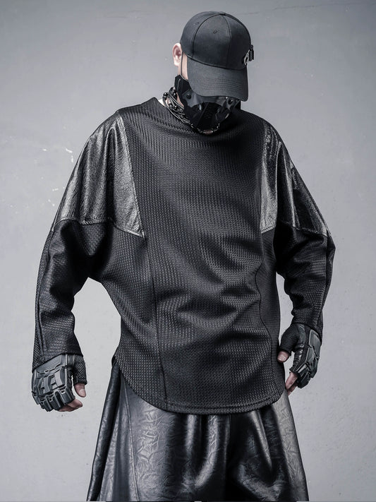 Structural Texture Batwing Long Sleeve T-Shirt WN22459