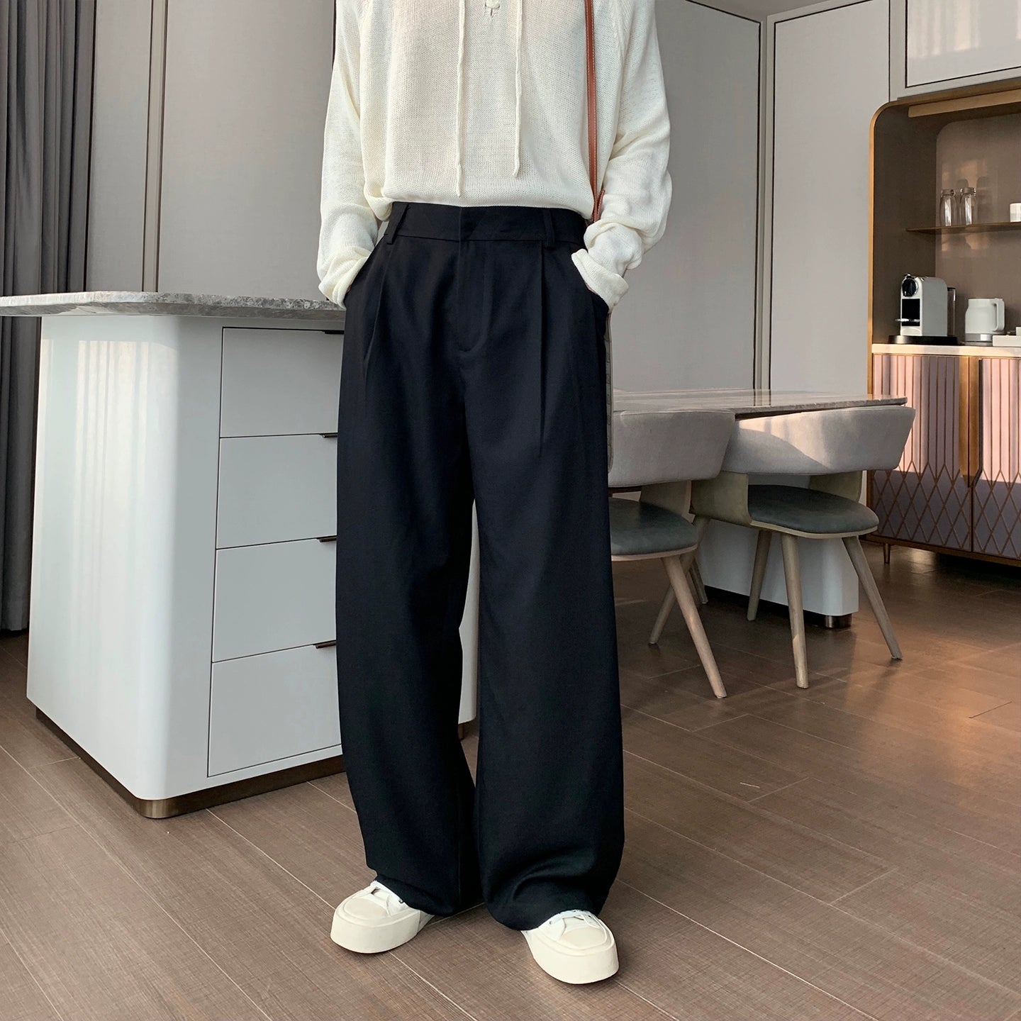 Drape Straight Wide Leg Trousers WN20473