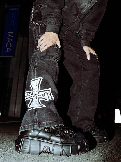 Cross Multi-Pocket Cargo Denim Jeans WN15921