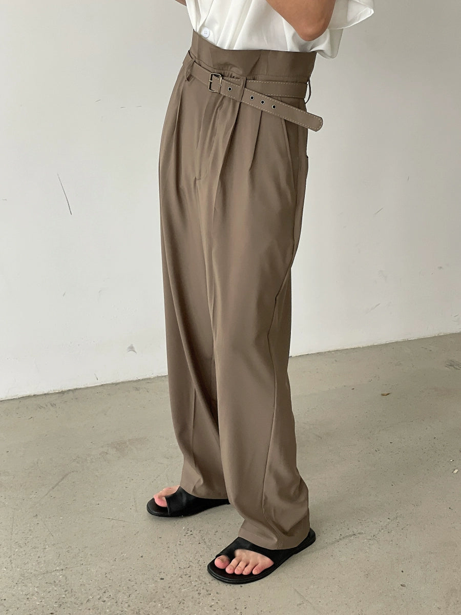 Belted Wide-Leg Straight Trousers WN7402