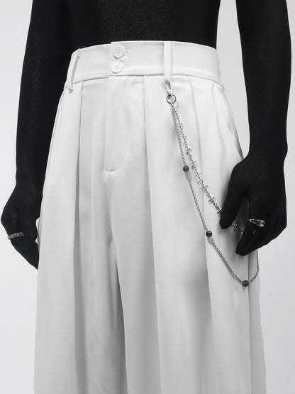 Chain Decoration Wide Leg Trousers WN23755