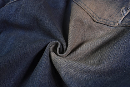 Heavyweight Washed Deconstructed Wide Leg Denim Jeans WN25745