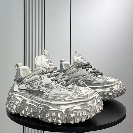 Washed Platform Chunky Sole Sneakers WN24642